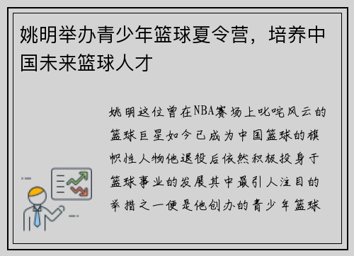 姚明举办青少年篮球夏令营，培养中国未来篮球人才