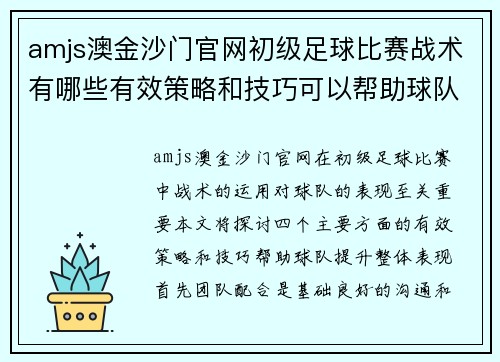 amjs澳金沙门官网初级足球比赛战术有哪些有效策略和技巧可以帮助球队提升表现